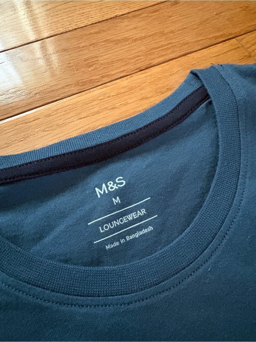 Men's Short Sleeve Crew Tee in Teal with Small Embroidered Palm - Picture 2 of 9